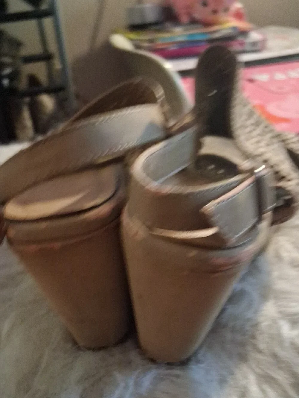 ROUGE!  Women’s Neutral Tan Wedge Sandals - Stylish Laser-Cut Straps SIZE 7